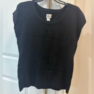 Chico's Size M Medium Cotton Black Classic Tank Style Knit Top